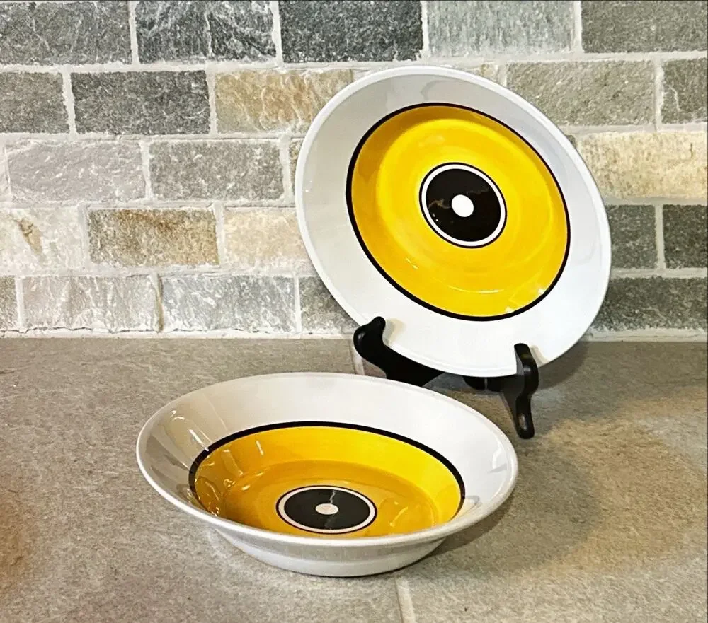 Pair Vintage Mikasa Epiqure-One Collage Soup Salad Bowls 7.5